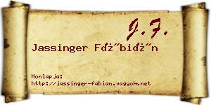 Jassinger Fábián névjegykártya